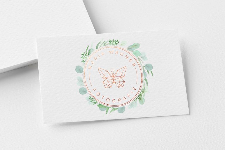 Logodesign Fotografie Hochzeitsfotografie Neugeborenenfotografie Familienfotografie roségold Schmetterling Logo